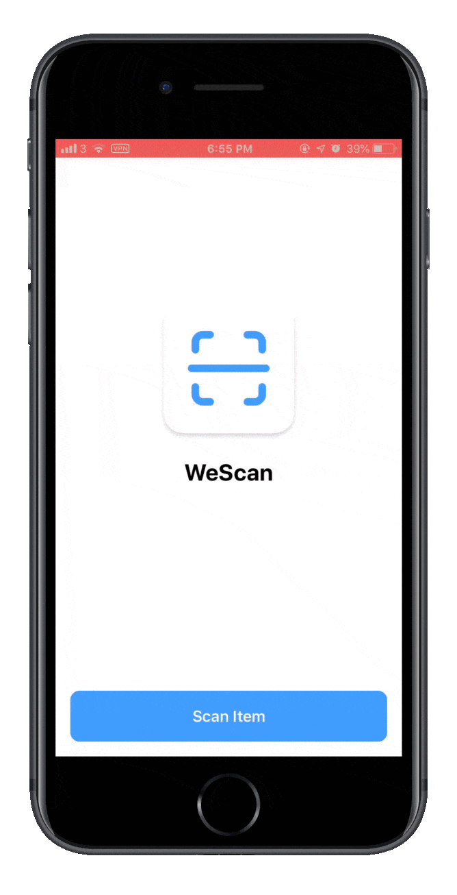 Animated video showing someone using WeScan to scan a book cover.